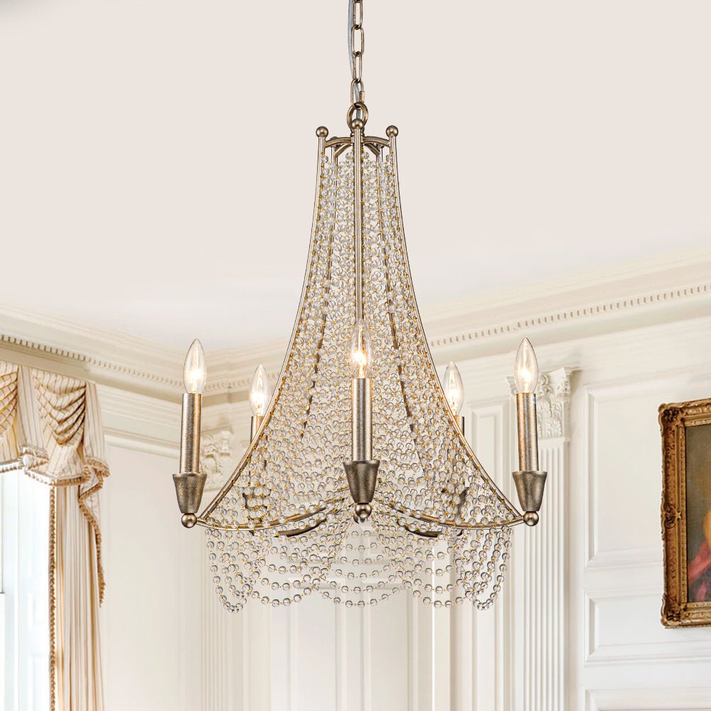 Antique Candle Style Crystal Empire Chandelier - LightfixturesUAE