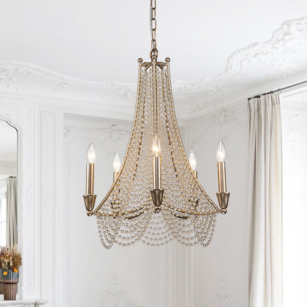 Antique Candle Style Crystal Empire Chandelier - LightfixturesUAE