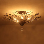 Art Deco Vintage 5 - Light Flower Basket Crystal Semi Flush Mount Ceiling Light - LightfixturesUAE