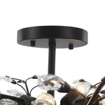 Art Deco Vintage 5 - Light Flower Basket Crystal Semi Flush Mount Ceiling Light - LightfixturesUAE