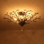 Art Deco Vintage 5 - Light Flower Basket Crystal Semi Flush Mount Ceiling Light - LightfixturesUAE