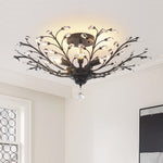 Art Deco Vintage 5 - Light Flower Basket Crystal Semi Flush Mount Ceiling Light - LightfixturesUAE