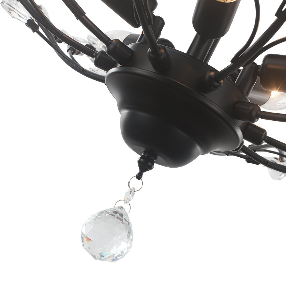 Art Deco Vintage 5 - Light Flower Basket Crystal Semi Flush Mount Ceiling Light - LightfixturesUAE