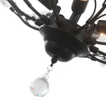 Art Deco Vintage 5 - Light Flower Basket Crystal Semi Flush Mount Ceiling Light - LightfixturesUAE