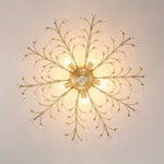 Art Deco Vintage 5 - Light Flower Basket Crystal Semi Flush Mount Ceiling Light - LightfixturesUAE
