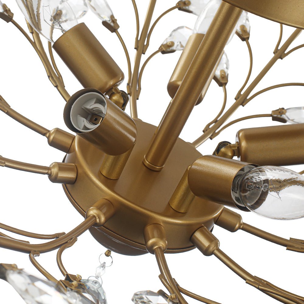 Art Deco Vintage 5 - Light Flower Basket Crystal Semi Flush Mount Ceiling Light - LightfixturesUAE
