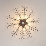 Art Deco Vintage 5 - Light Flower Basket Crystal Semi Flush Mount Ceiling Light - LightfixturesUAE