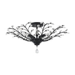 Art Deco Vintage 5 - Light Flower Basket Crystal Semi Flush Mount Ceiling Light - LightfixturesUAE
