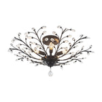 Art Deco Vintage 5 - Light Flower Basket Crystal Semi Flush Mount Ceiling Light - LightfixturesUAE