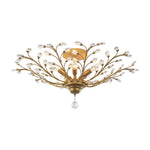 Art Deco Vintage 5 - Light Flower Basket Crystal Semi Flush Mount Ceiling Light - LightfixturesUAE