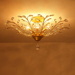 Art Deco Vintage 5 - Light Flower Basket Crystal Semi Flush Mount Ceiling Light - LightfixturesUAE