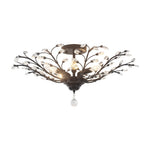 Art Deco Vintage 5 - Light Flower Basket Crystal Semi Flush Mount Ceiling Light - LightfixturesUAE