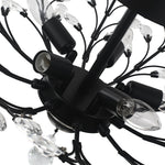 Art Deco Vintage 5 - Light Flower Basket Crystal Semi Flush Mount Ceiling Light - LightfixturesUAE