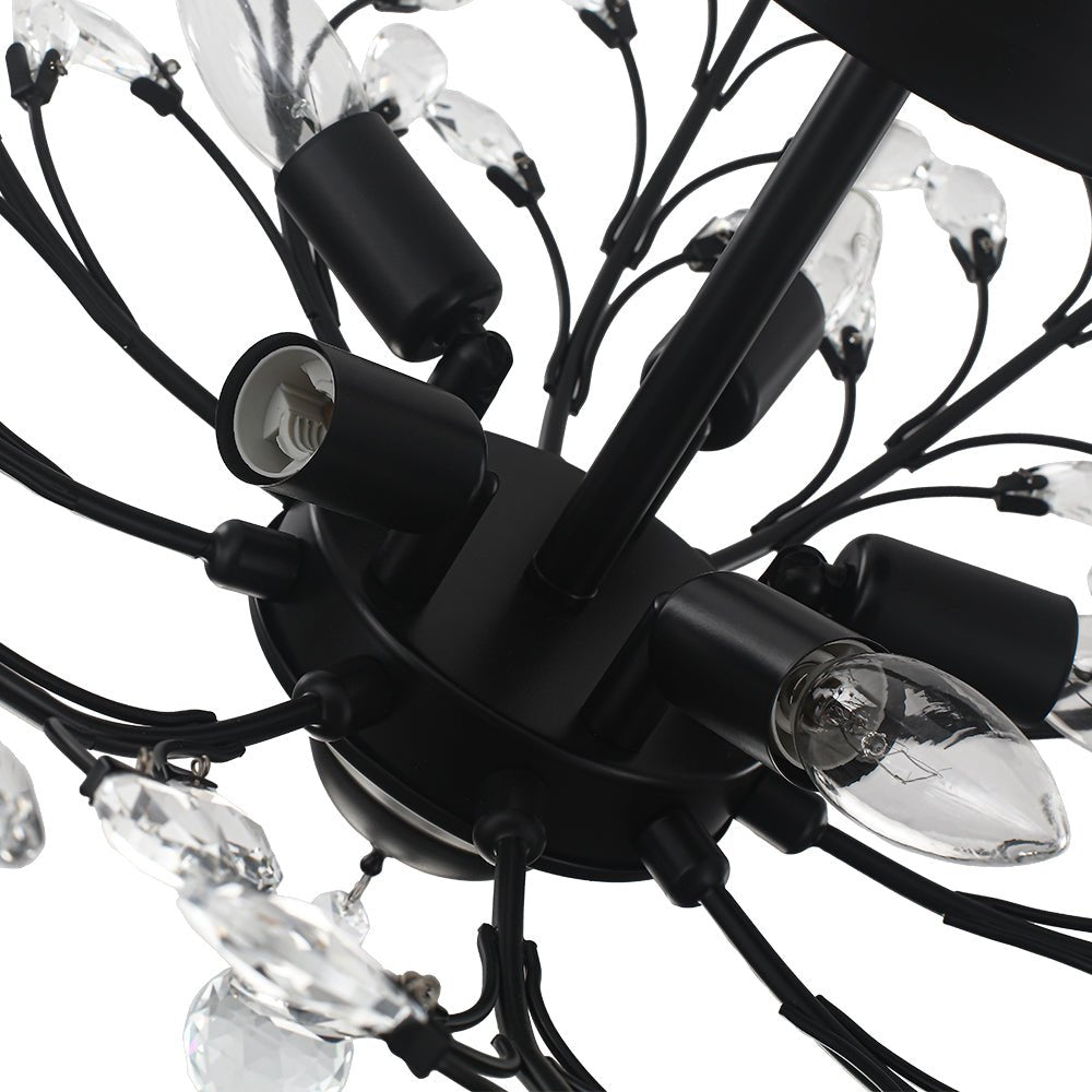 Art Deco Vintage 5 - Light Flower Basket Crystal Semi Flush Mount Ceiling Light - LightfixturesUAE