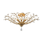 Art Deco Vintage 5 - Light Flower Basket Crystal Semi Flush Mount Ceiling Light - LightfixturesUAE