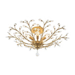 Art Deco Vintage 5 - Light Flower Basket Crystal Semi Flush Mount Ceiling Light - LightfixturesUAE