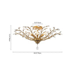 Art Deco Vintage 5 - Light Flower Basket Crystal Semi Flush Mount Ceiling Light - LightfixturesUAE