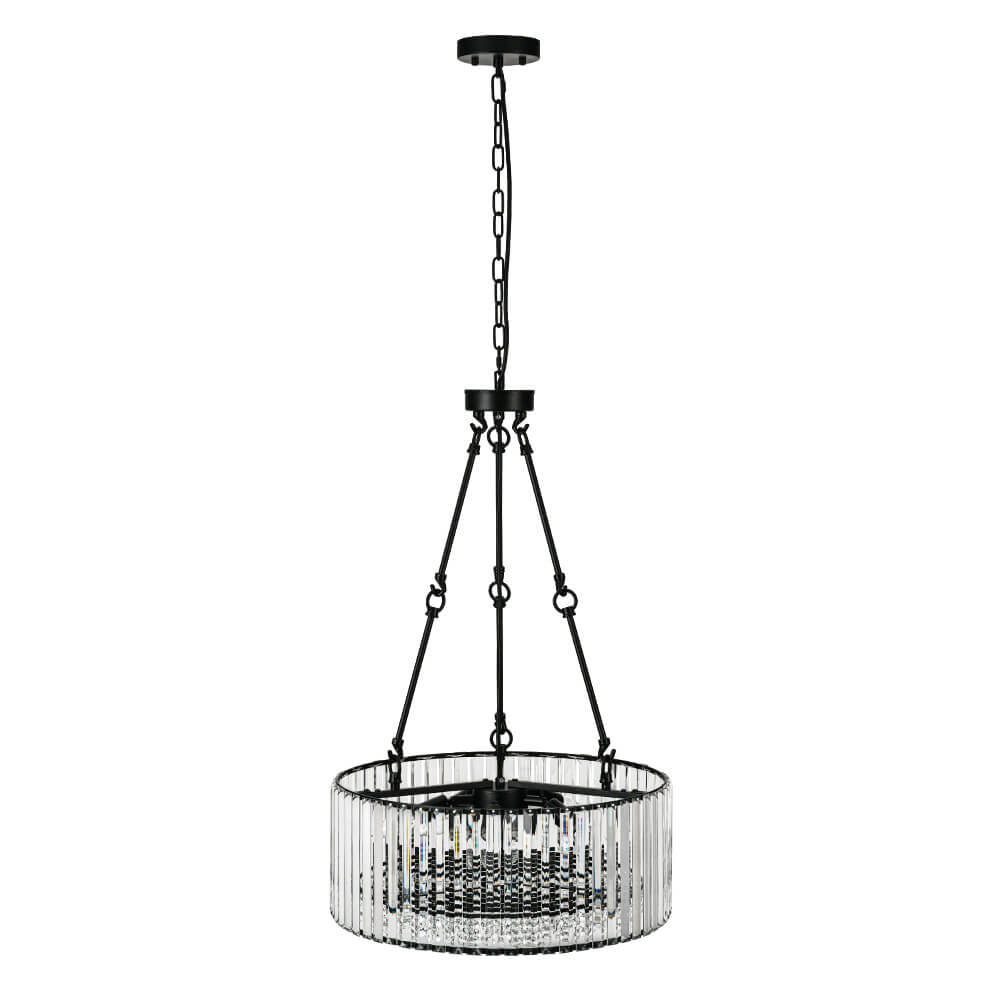Bauhaus 5 - Light Drum Crystal Chandelier with Adjustable Chains/Rods - LightfixturesUAE