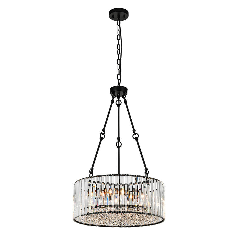 Bauhaus 5 - Light Drum Crystal Chandelier with Adjustable Chains/Rods - LightfixturesUAE