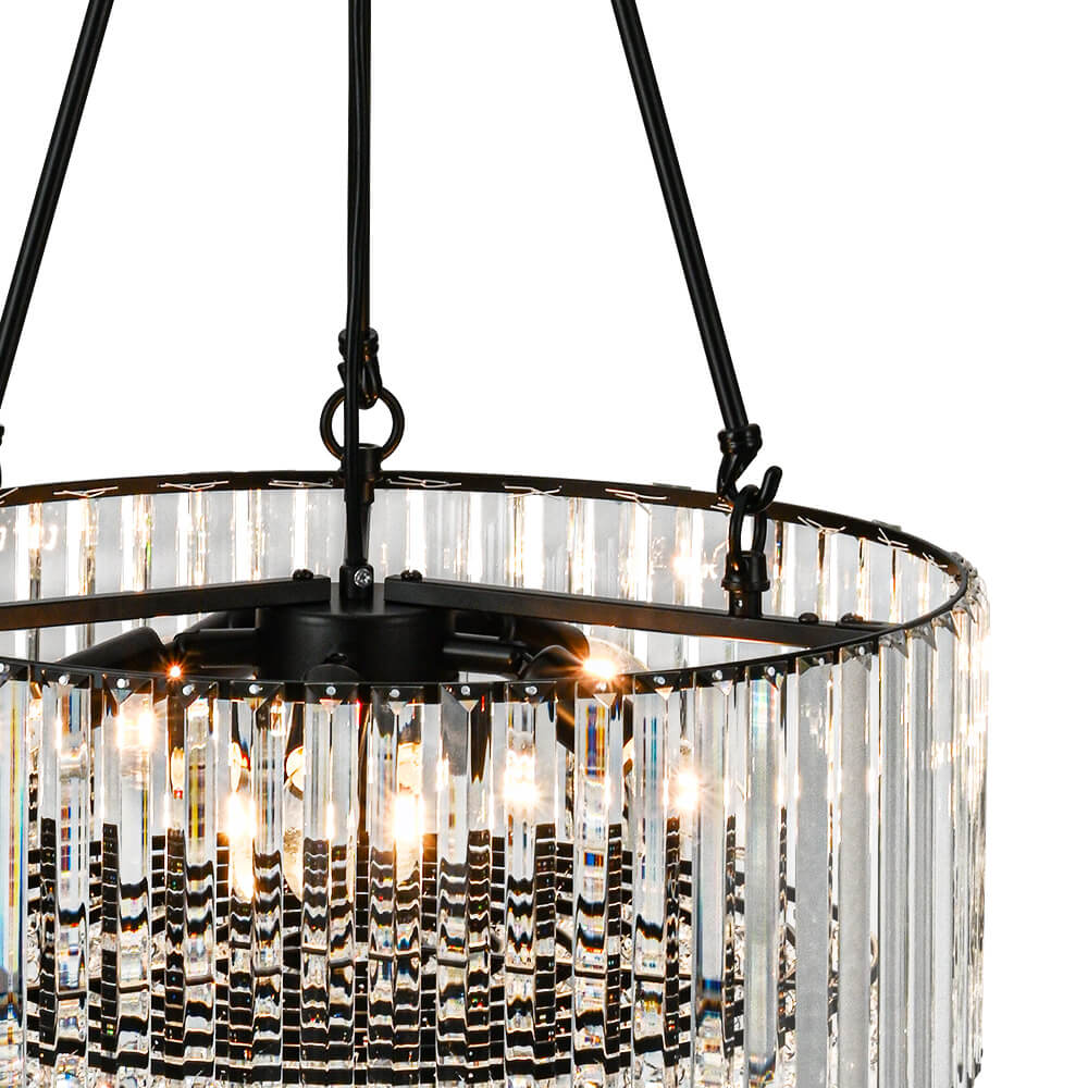 Bauhaus 5 - Light Drum Crystal Chandelier with Adjustable Chains/Rods - LightfixturesUAE