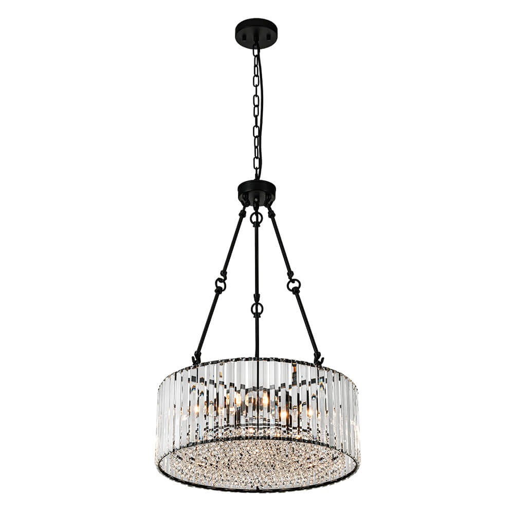 Bauhaus 5 - Light Drum Crystal Chandelier with Adjustable Chains/Rods - LightfixturesUAE
