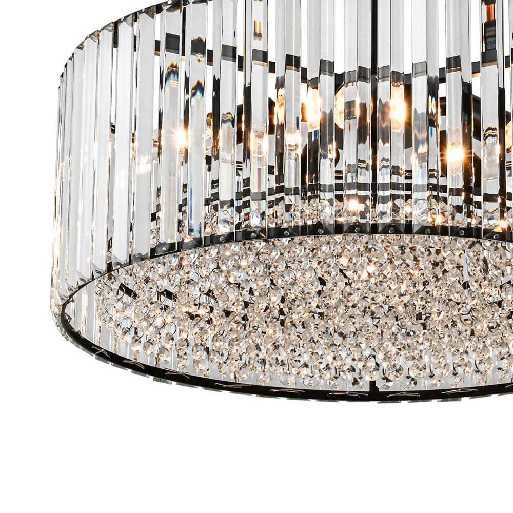 Bauhaus 5 - Light Drum Crystal Chandelier with Adjustable Chains/Rods - LightfixturesUAE