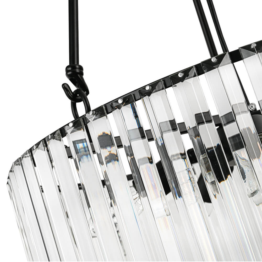 Bauhaus 5 - Light Drum Crystal Chandelier with Adjustable Chains/Rods - LightfixturesUAE
