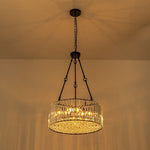 Bauhaus 5 - Light Drum Crystal Chandelier with Adjustable Chains/Rods - LightfixturesUAE