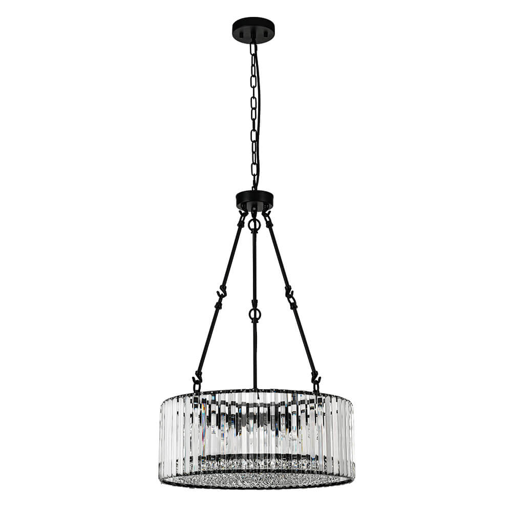 Bauhaus 5 - Light Drum Crystal Chandelier with Adjustable Chains/Rods - LightfixturesUAE