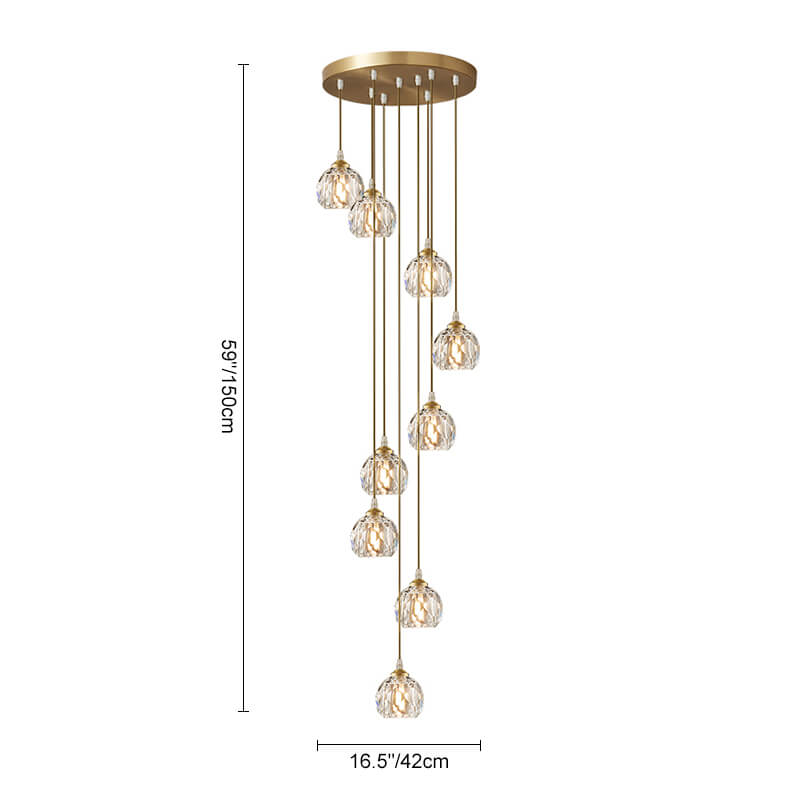Bauhaus 5/9 - Light Disc Staircase Swirl Cluster Crystal Pendant Light - LightfixturesUAE