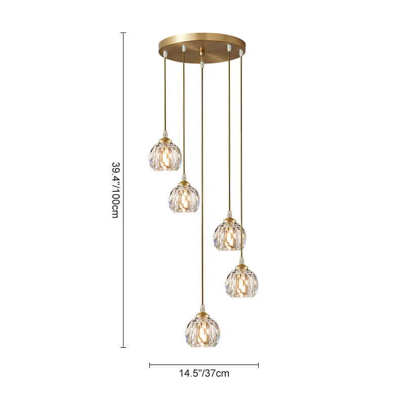 Bauhaus 5/9 - Light Disc Staircase Swirl Cluster Crystal Pendant Light - LightfixturesUAE