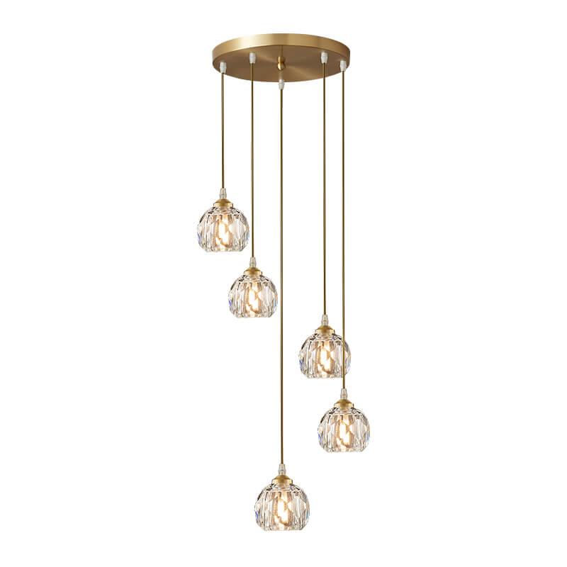 Bauhaus 5/9 - Light Disc Staircase Swirl Cluster Crystal Pendant Light - LightfixturesUAE