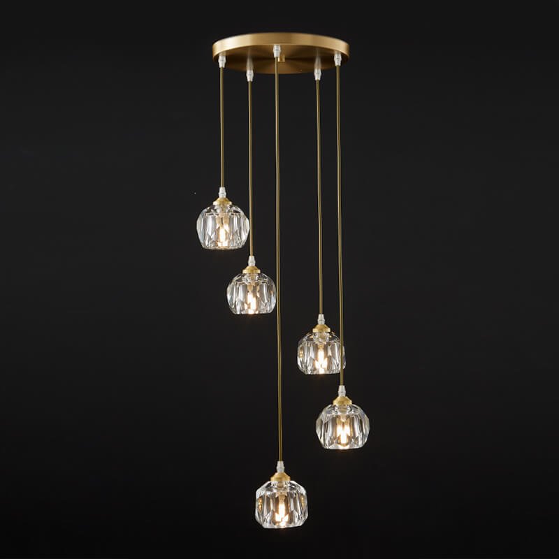 Bauhaus 5/9 - Light Disc Staircase Swirl Cluster Crystal Pendant Light - LightfixturesUAE