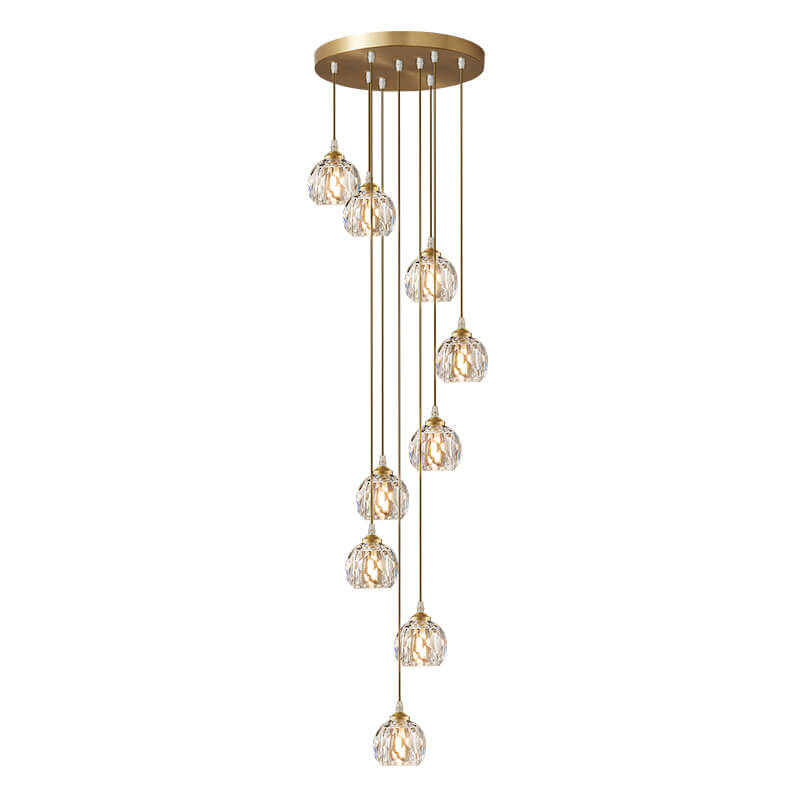 Bauhaus 5/9 - Light Disc Staircase Swirl Cluster Crystal Pendant Light - LightfixturesUAE