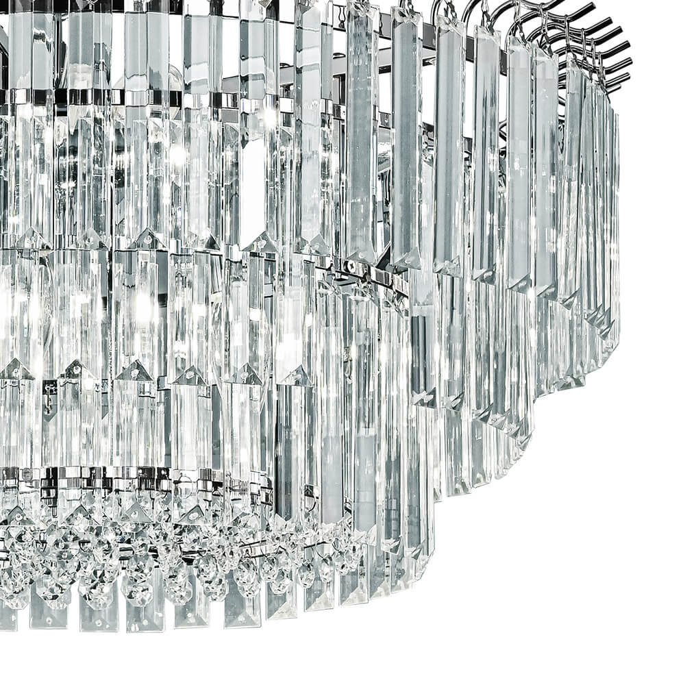 Bauhaus 9 - Light Round Drum Tiered Crystal Chandelier - LightfixturesUAE