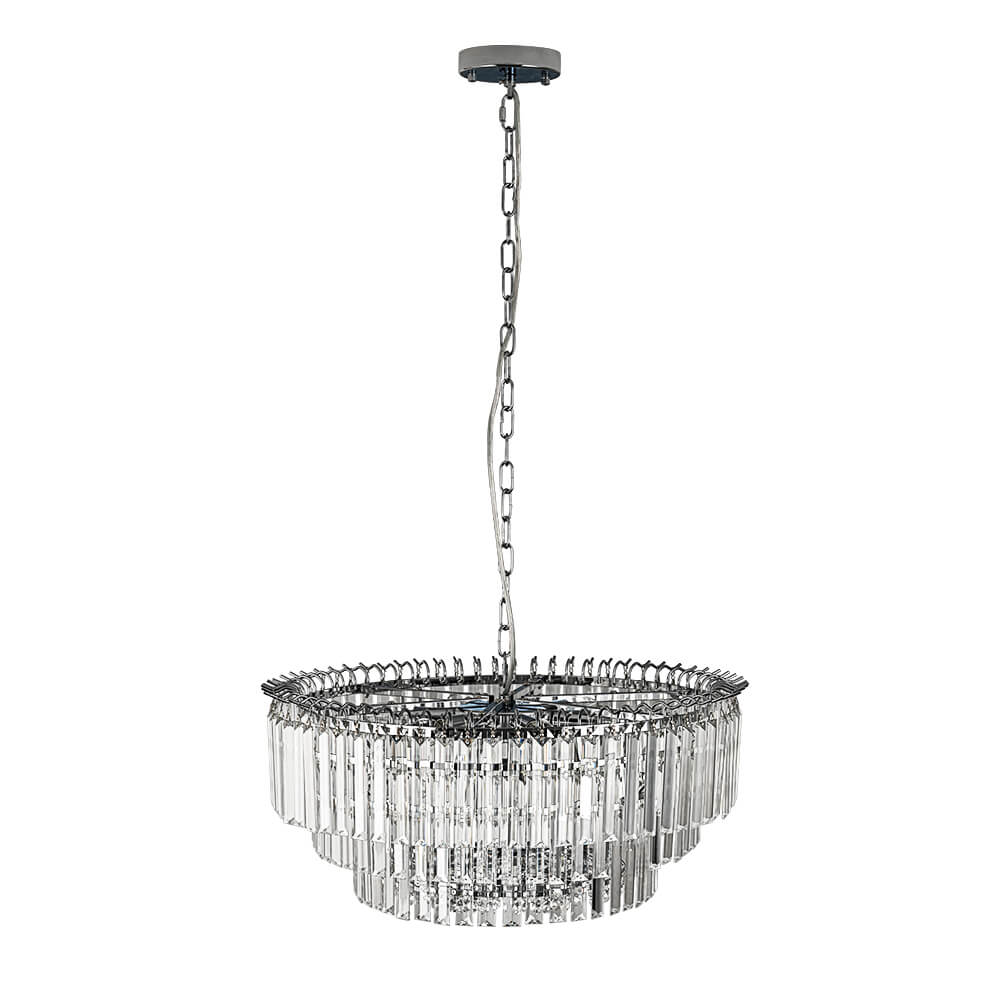 Bauhaus 9 - Light Round Drum Tiered Crystal Chandelier - LightfixturesUAE