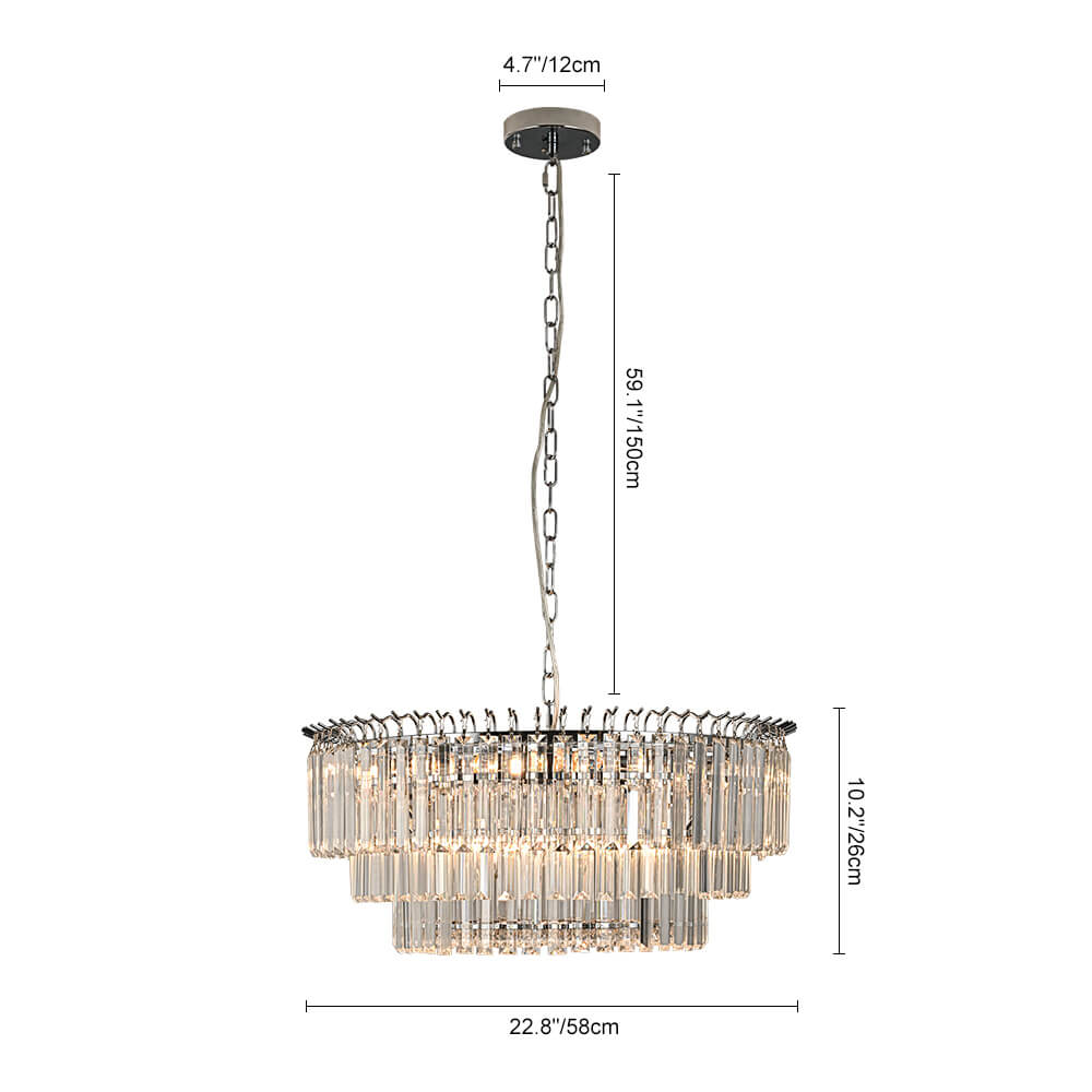 Bauhaus 9 - Light Round Drum Tiered Crystal Chandelier - LightfixturesUAE