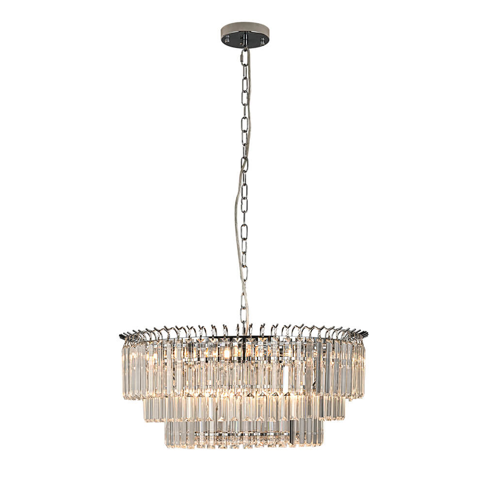Bauhaus 9 - Light Round Drum Tiered Crystal Chandelier - LightfixturesUAE