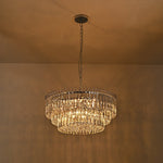Bauhaus 9 - Light Round Drum Tiered Crystal Chandelier - LightfixturesUAE