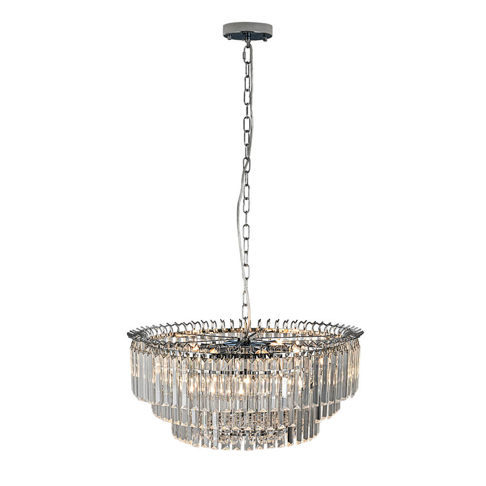 Bauhaus 9 - Light Round Drum Tiered Crystal Chandelier - LightfixturesUAE