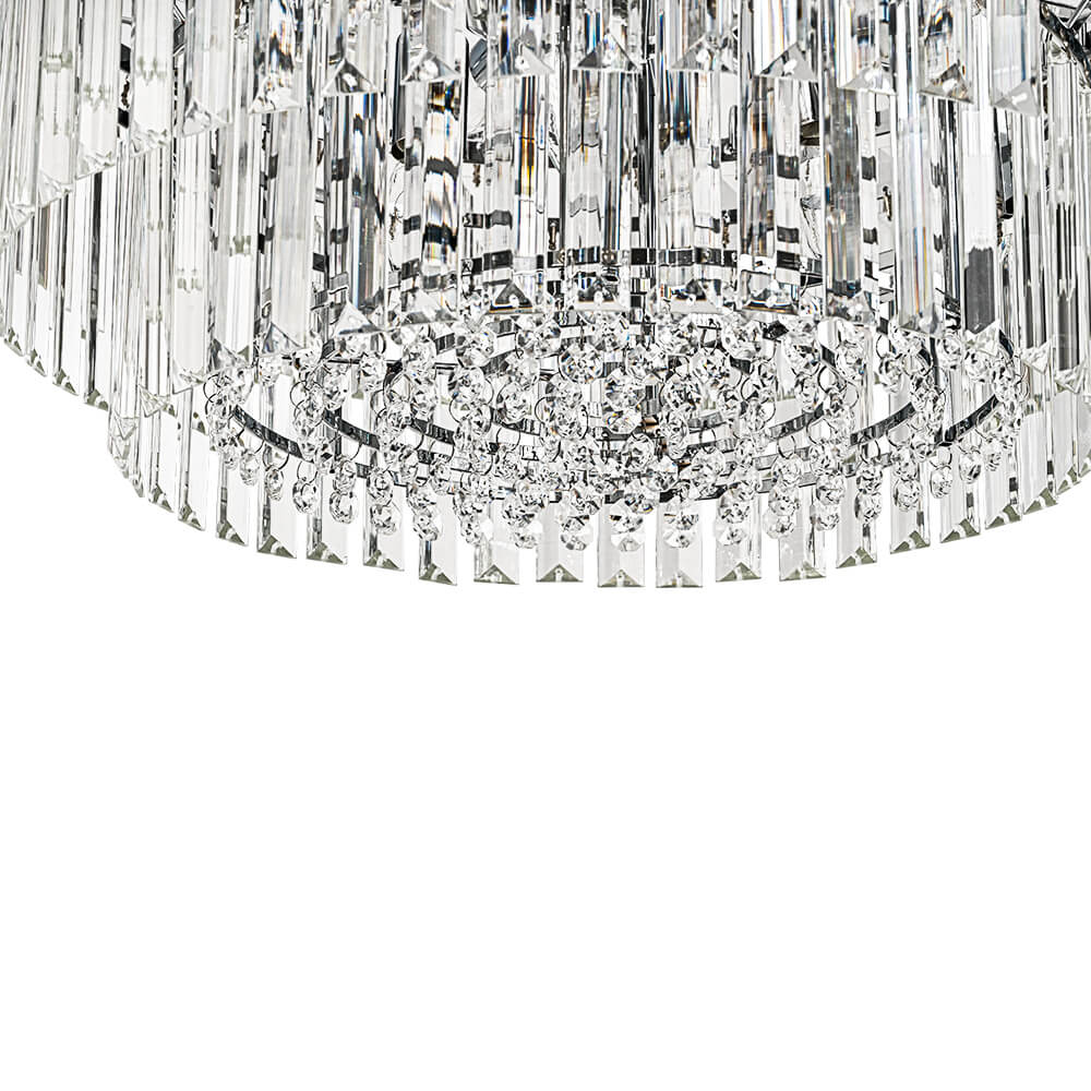 Bauhaus 9 - Light Round Drum Tiered Crystal Chandelier - LightfixturesUAE