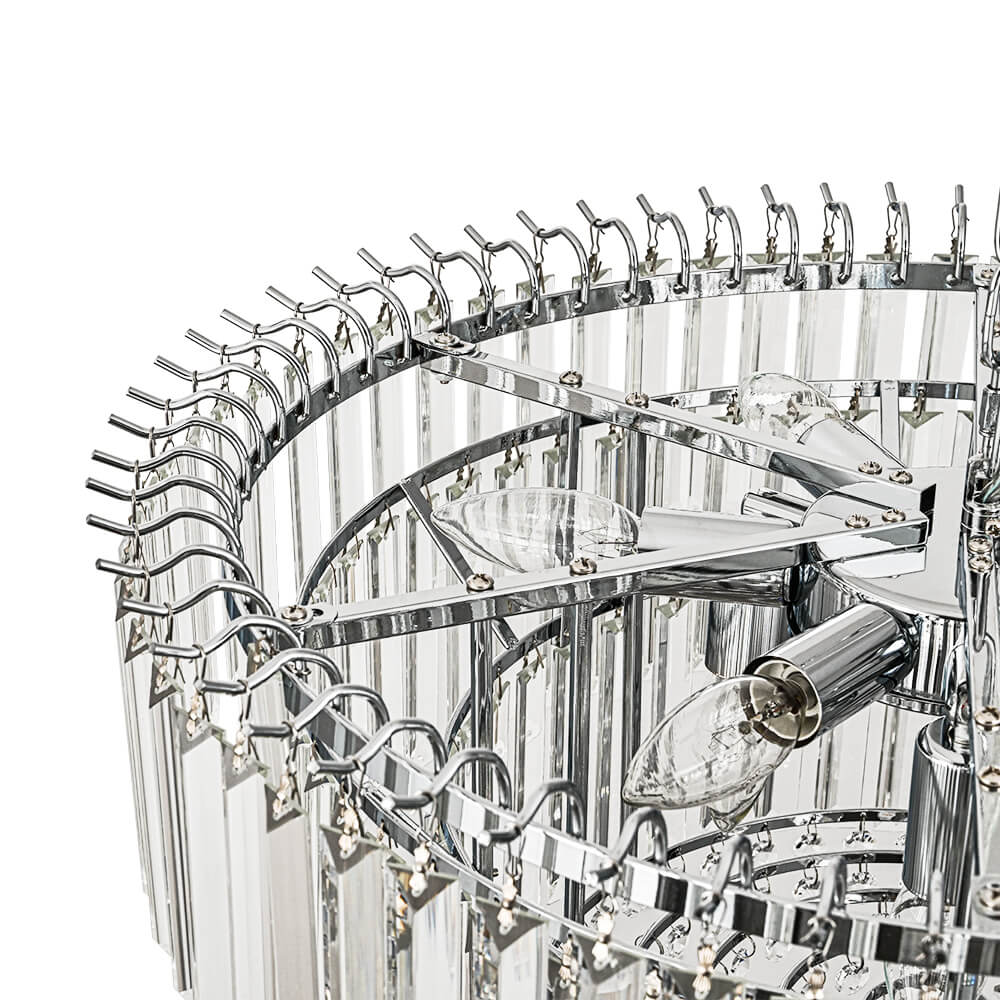 Bauhaus 9 - Light Round Drum Tiered Crystal Chandelier - LightfixturesUAE