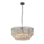 Bauhaus 9 - Light Round Drum Tiered Crystal Chandelier - LightfixturesUAE