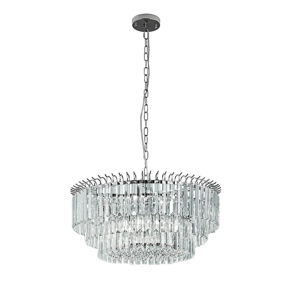 Bauhaus 9 - Light Round Drum Tiered Crystal Chandelier - LightfixturesUAE