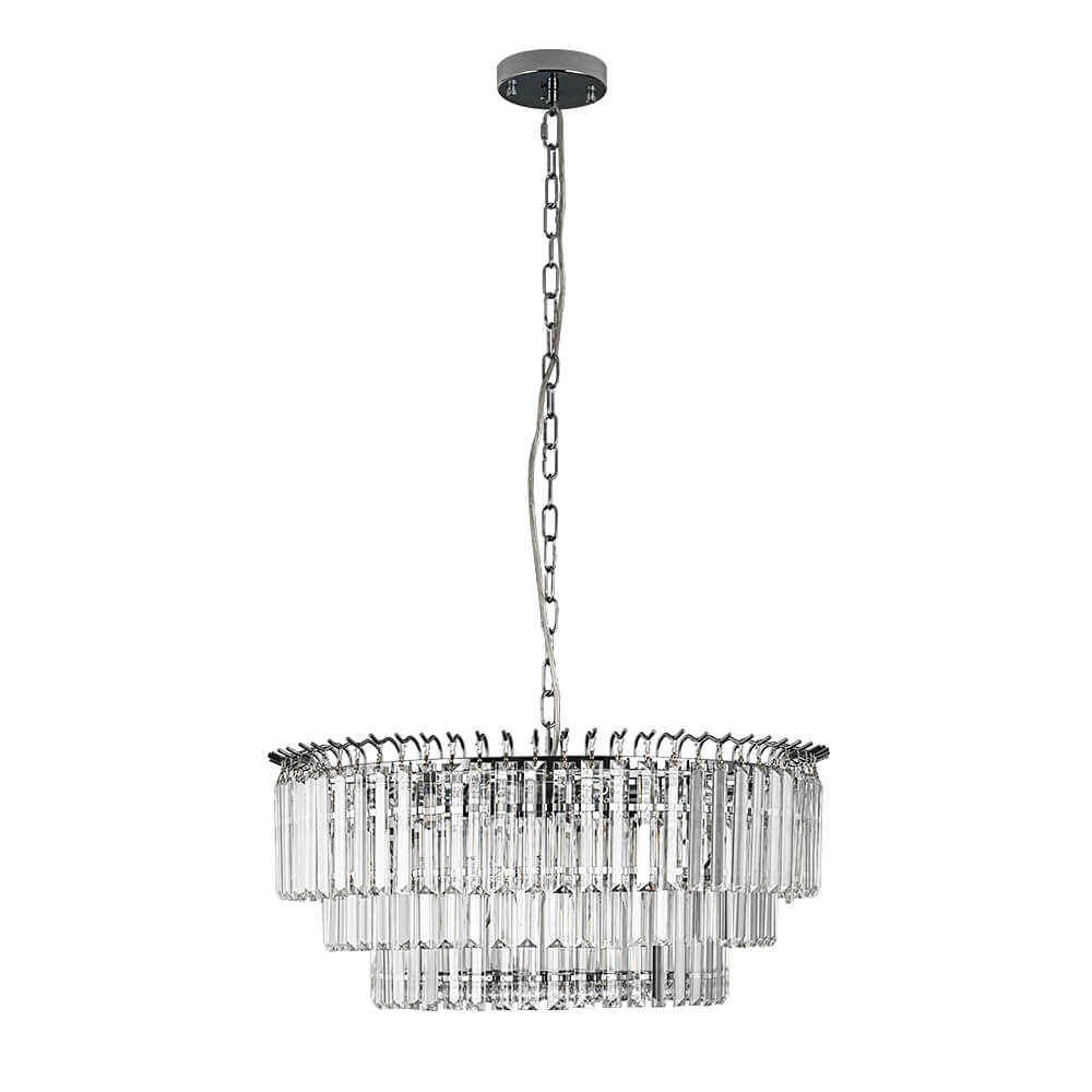 Bauhaus 9 - Light Round Drum Tiered Crystal Chandelier - LightfixturesUAE