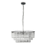Bauhaus 9 - Light Round Drum Tiered Crystal Chandelier - LightfixturesUAE