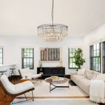 Bauhaus 9 - Light Round Drum Tiered Crystal Chandelier - LightfixturesUAE