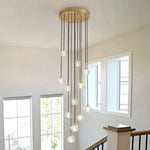 Bauhaus Glam 12 - Light Staircase Cluster Crystal Multi - Drop Tassel Pendant Light - LightfixturesUAE
