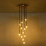 Bauhaus Glam 12 - Light Staircase Cluster Crystal Multi - Drop Tassel Pendant Light - LightfixturesUAE