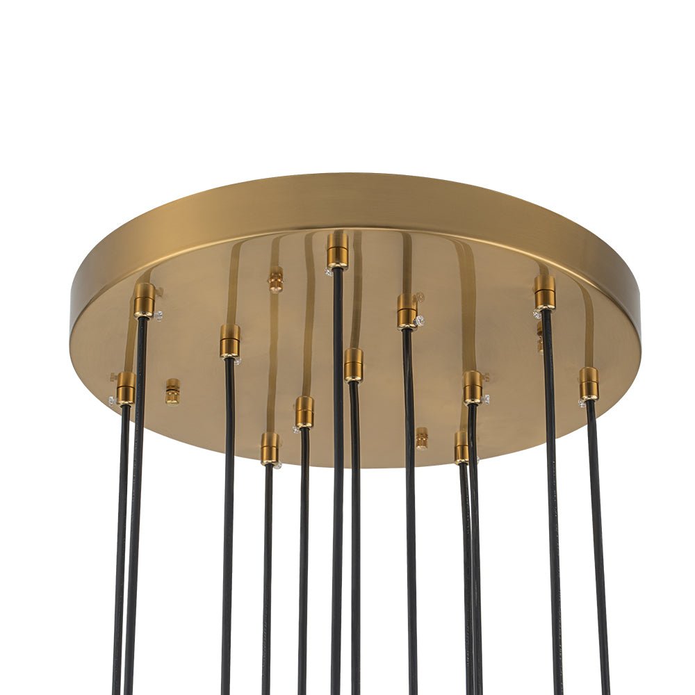 Bauhaus Glam 12 - Light Staircase Cluster Crystal Multi - Drop Tassel Pendant Light - LightfixturesUAE